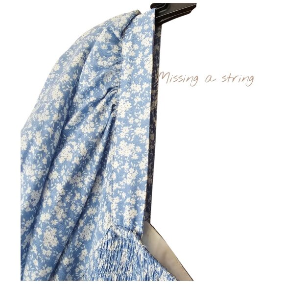 Chelsea28 Blue Floral Tiered‎ Puff Sleeve Maxi Dress Small NWT - Picture 11 of 13